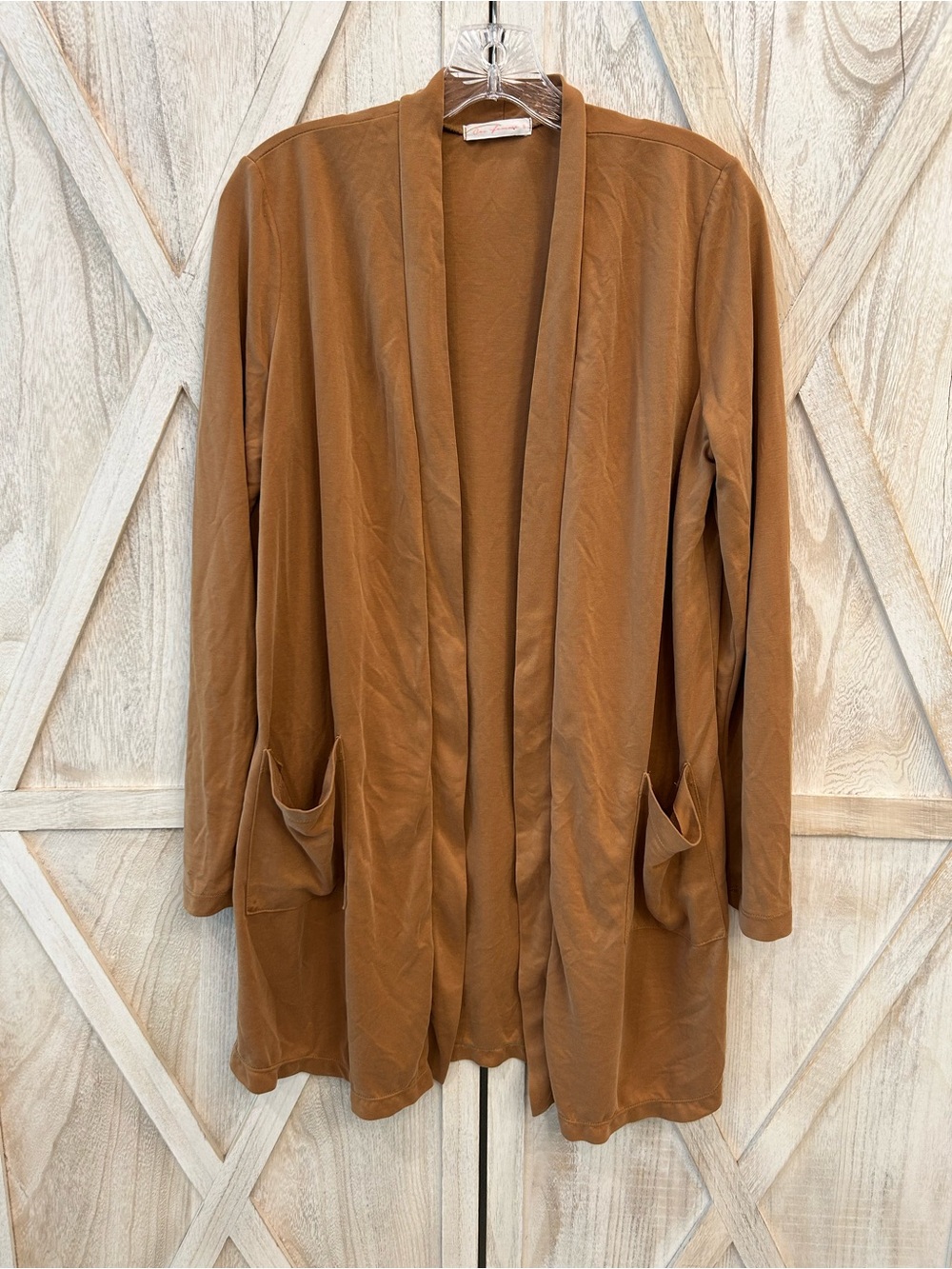 Ces Femme Open-Front Cardigan Sweater - Brown